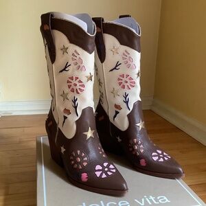 Dolce Vita Lassie Western Leather Boot Espresso SZ 9.5